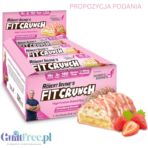 Fit Crunch Strawberry Strudel - a baked protein bar with WPI puff pastry flavor with strawberry filling