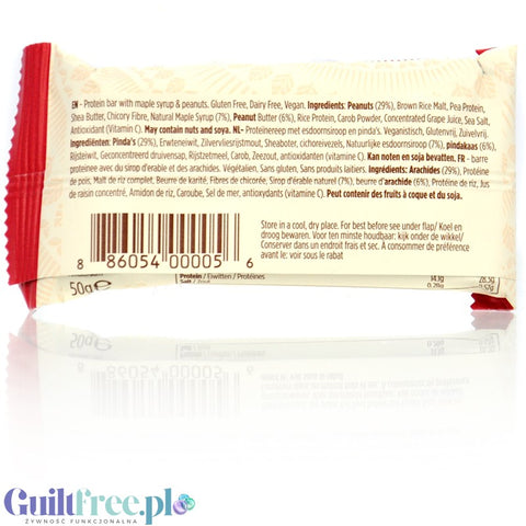 Pulsin Protein Bar Maple & Peanut - wegański baton proteinowy z orzechami ziemnymi i syropem klonowym