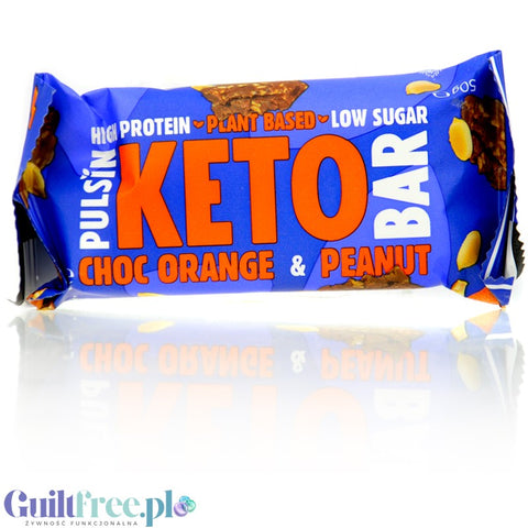 Pulsin Keto Bar Orange Choc & Peanut - wegański keto baton z ksylitolem, smak czekolada & pomarańcza