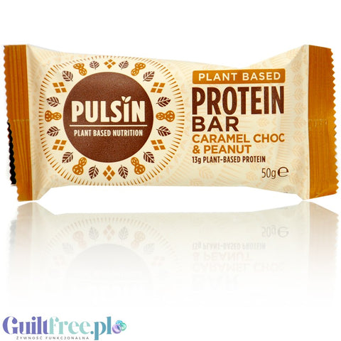 Pulsin Protein Bar Caramel Choc & Peanuts - wegański baton białkowy bez dodatku cukru z ksylitolem