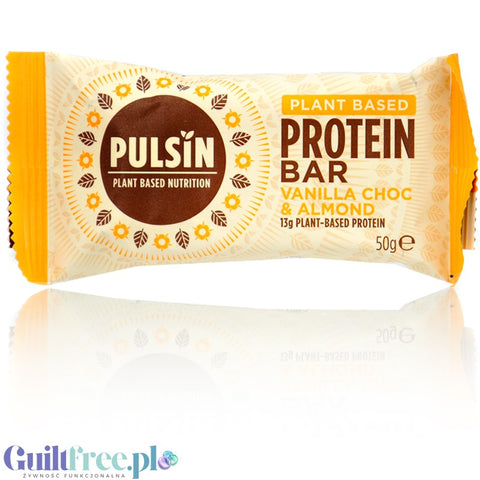 Pulsin Vanilla Choc Chip & Almond - Wegański Baton Białkowy Wanilia & Czekolada z Ksylitolem