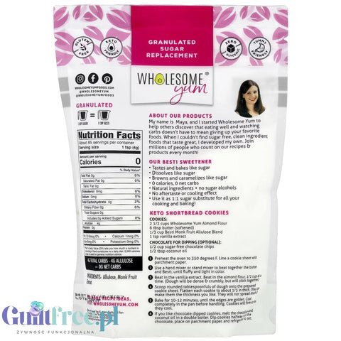 Wholesome Yum Nature's Besti Granular 340g - sweetener in crystals, keto equivalent of sugar without calories