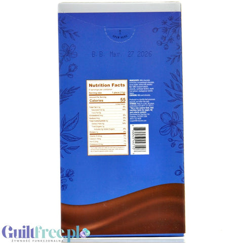 Choc Zero Keto Bark, Milk Chocolate & Almonds - keto mleczna czekolada z migdałami, bez cukru z monk fruit