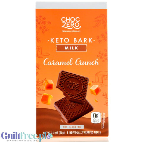 Choc Zero Keto Bark, Milk Chocolate & Caramel Crunch - sugar-free milk chocolate with caramel crunch
