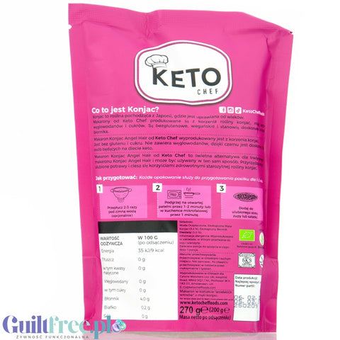 Keto Chef Organic Konjac Angel Hair - organic shirataki noodles 9kcal, unscented formula