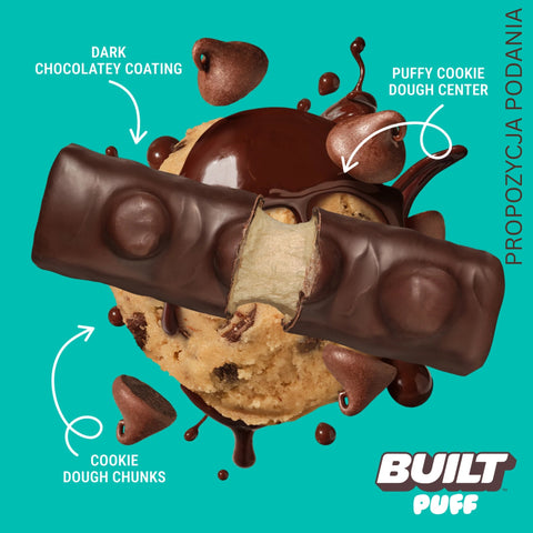 Built Bar Protein Puffs Cookie Dough Chunk - protein marshmallow bar in chocolate 17g protein & 140kcal