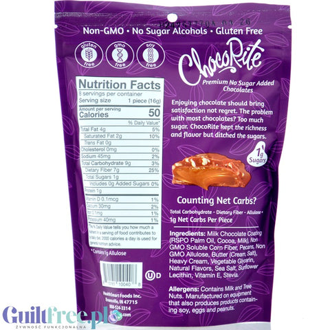 Healthsmart ChocoRite Milk Chocolate Pecan Cluster - czekoladki bez cukru z karmelem i pekanami