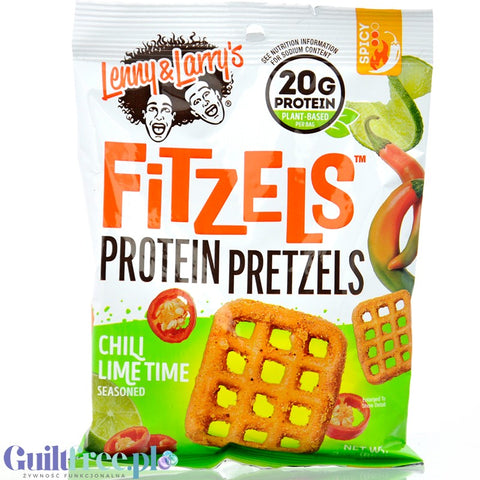 Lenny & Larry's Fitzels Protein Pretzels Chili Lime Time - vegan protein crackers, chili lime flavor
