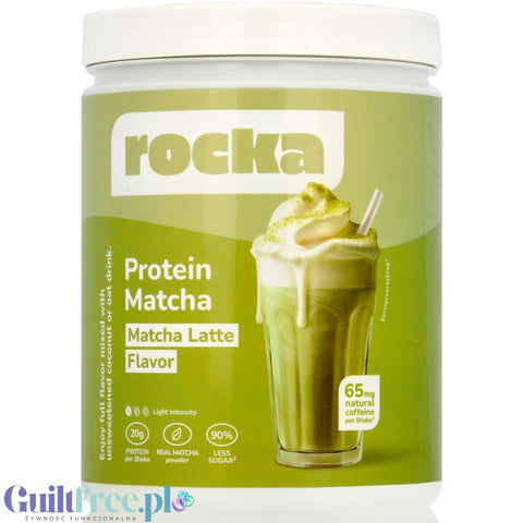 Rocka Nutrition Protein Matcha Latte 600g - vegan protein supplement 65mg caffeine, with matcha and green tea
