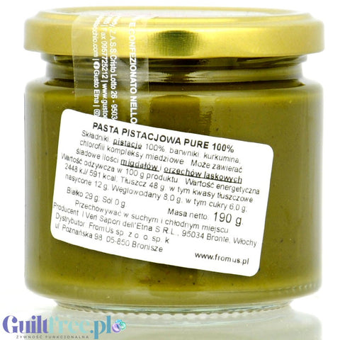 Gusto Etna Pasta di Pistacchio - sycylijski krem pistacjowy 99,9% pistacji bez cukru i słodzików