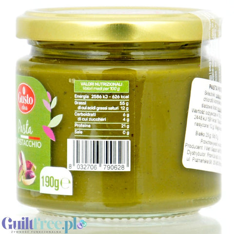 Gusto Etna Pasta di Pistacchio - Sicilian pistachio cream 99.9% pistachios without sugar or sweeteners