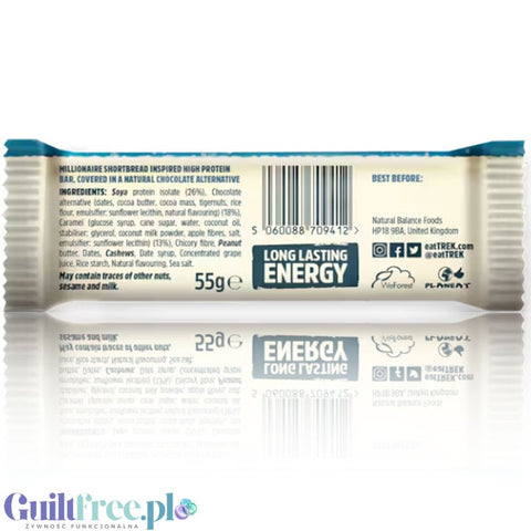 Trek Power Protein Bar Millionaire Shortbread - vegan protein bar 15g protein without sweeteners