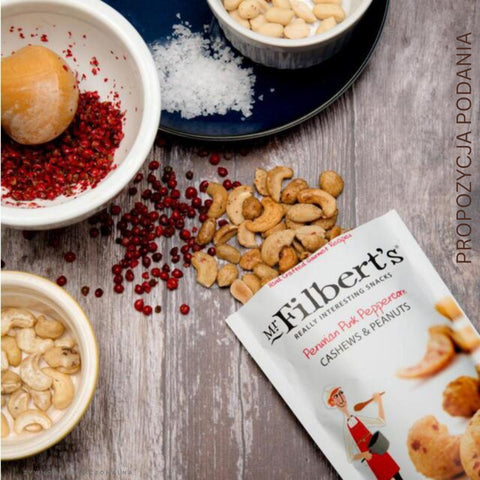 Mr Filbert's Peruvian Pink Peppercorn Cashew & Peanuts - cashews and peanuts with pink peppercorns