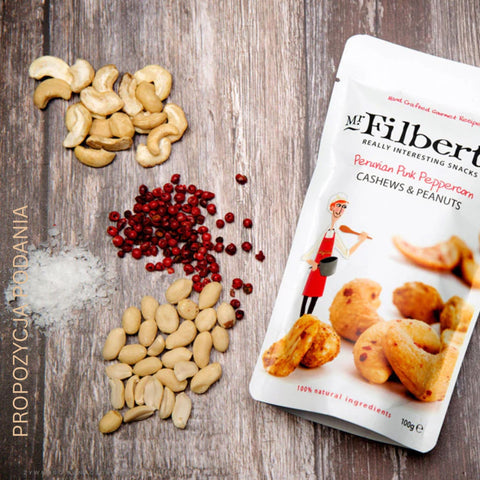 Mr Filbert's Peruvian Pink Peppercorn Cashew & Peanuts - cashews and peanuts with pink peppercorns
