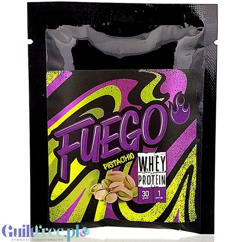 Fuego Whey Protein Pistachio 30g - koncentrat białek serwatkowych o pistacjowym
