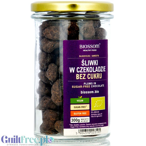 Biossom, Californian Plums in organic chocolate without sugar