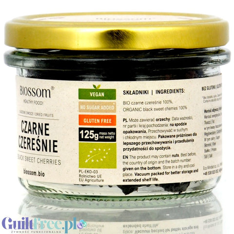 Biossom Black Cherries 100% - organic dried fruits with no added sugar or juices
