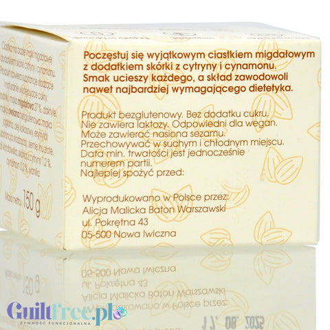 Łakoć Warszawski - bezglutenowe ciastka migdałowe z skórką cytryny i cynamonem bez cukru