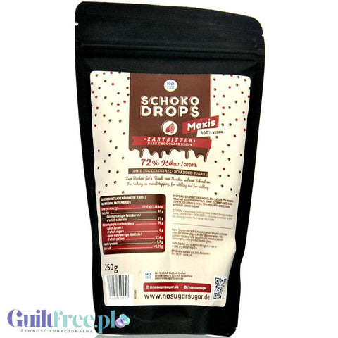 NO SUGAR SUGAR Schoko Drops 72% - sugar-free vegan dark chocolate drops with erythrol and stevia