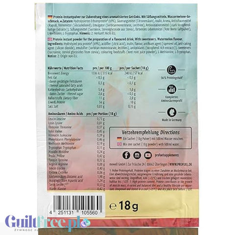 Pro Fuel Clear Protein Vegan Watermelon - wegański klarowny hydrolizat, lekka odżywka białkowa ze stewią