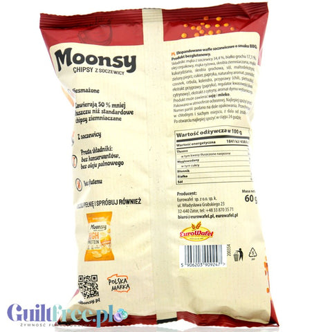 Moonsy High Protein 26%, Barbecue - thin lentil chips 50% less fat