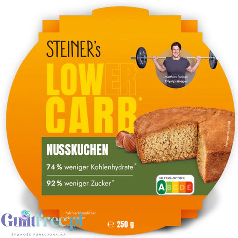 STEINER's Low Carb Nusskuchen - niskowęglowodanowe gotowe do zjedzenia ciasto orzechowe bez cukru
