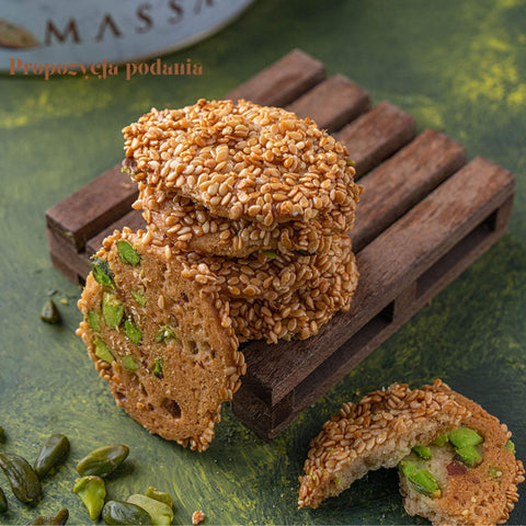 Massara Crunchy Sesame Cookies - Turkish sugar-free sesame cookies with pistachios and cashew