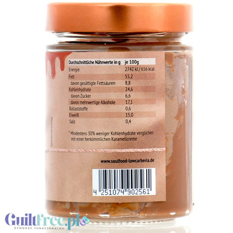 Soulfood Salz Karamell Creme - turbo cream with salted caramel flavor, without sugar, maltitol and palm oil