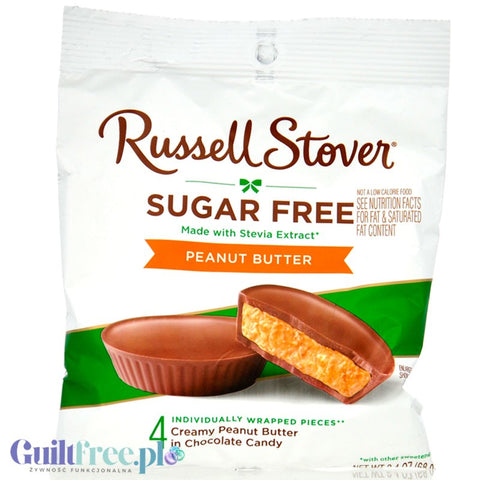 Russell Stover Miniature Peanut Butter Cups with Stevia - Miseczki czekoladowe z masłem orzechowym bez cukru