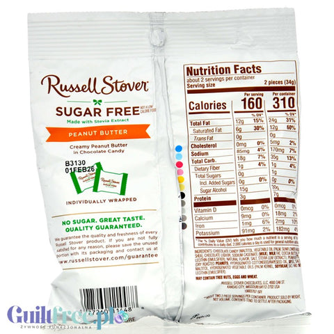 Russell Stover Miniature Peanut Butter Cups with Stevia - Miseczki czekoladowe z masłem orzechowym bez cukru