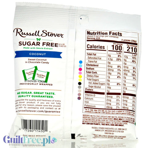 Russel Stover Stevia Coconut Chocolate - filled chocolates with coconut filling without sugar