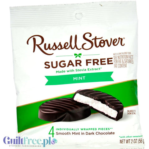Russel Stover Stevia Mint Patties - nadziewane czekoladki bez cukru z masą miętową