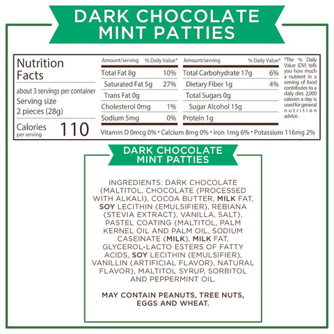 Russel Stover Stevia Mint Patties - filled sugar-free chocolates with mint paste