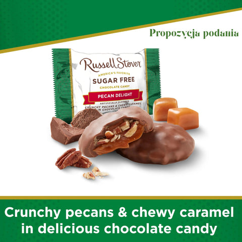 Russel Stover Pecan Delights - nadziewane czekoladki z karmelem i pekanami bez cukru