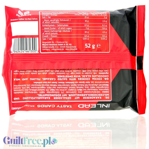 Inlead Tasty Card Salted Caramel - sugar-free cocoa cookies with salted caramel in a milk chocolate coating