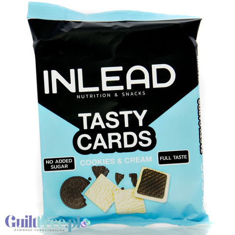 Inlead Tasty Card Cookies & Cream - sugar-free cocoa cookies with white chocolate coating