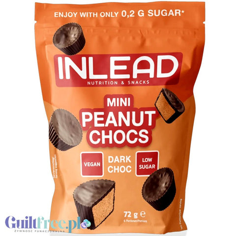 Inlead Mini Peanut Chocs Dark Choc - vegan mini peanut butter bowls in dark chocolate without sugar