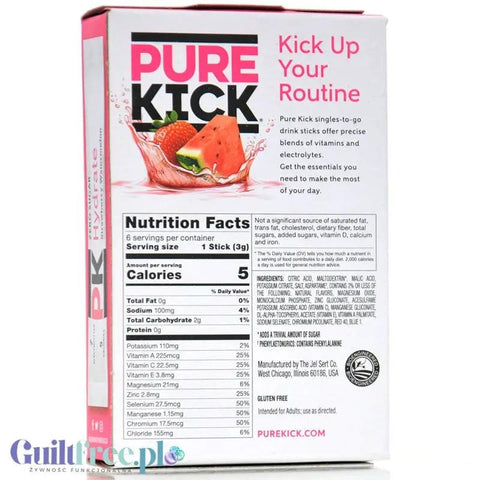 Pure Kick Hydration Strawberry Watermelon - saszetki bez cukru, napój instant z kofeiną, witaminami i elektrolitami