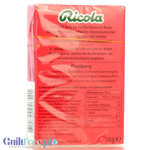 Ricola Cranberry sugar free candies 27.5g