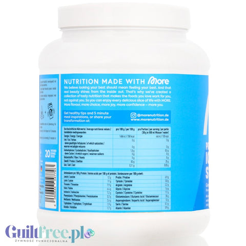 More Nutrition Lemonade Style Strawberry Lime 600g - clear milk protein isolate, light protein nutrition with stevia