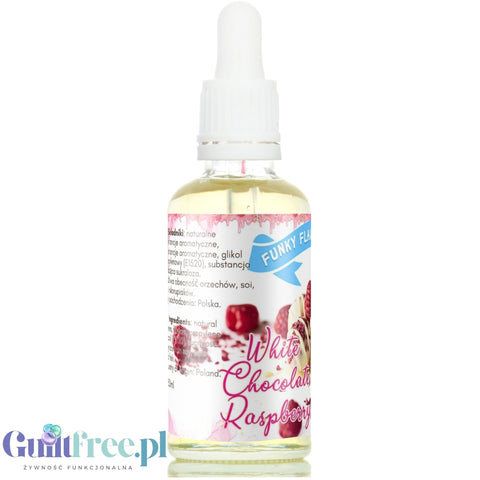 Funky Flavors Sweet White Chocolate & Raspberry - słodzony aromat bez cukru, tłuszczu i kcal, malina & Biała Czekolada