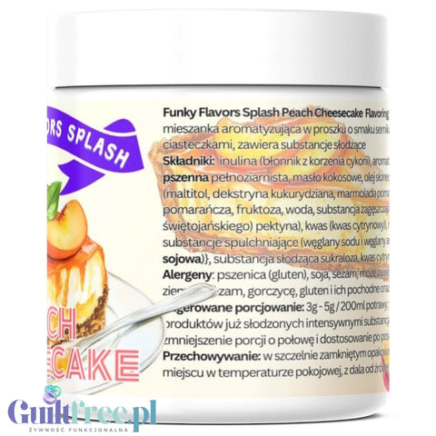 Funky Flavors Splash Peach Cheesecake 50g - smakowy słodzik w proszku, smak Sernika z Brzoskwiniami