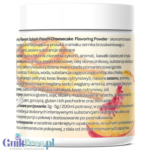 Funky Flavors Splash Peach Cheesecake 50g - smakowy słodzik w proszku, smak Sernika z Brzoskwiniami