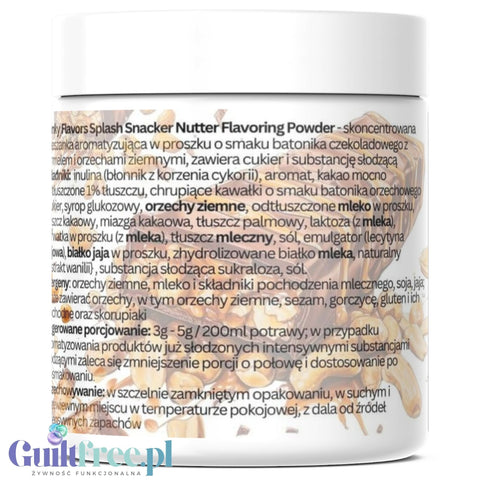Funky Flavors Splash Snacker Nutter 50g - aromat słodzący w proszku bez cukru, smak Batonika z Orzechami, Karmelem i Czekoladą