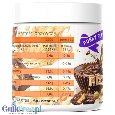 Funky Flavors Splash Rizzup 50g - aromat słodzący w proszku bez cukru, smak Czekolady z Masłem Orzechowym