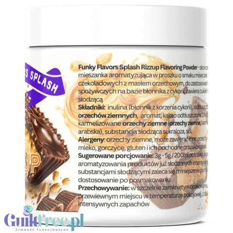 Funky Flavors Splash Rizzup 50g - aromat słodzący w proszku bez cukru, smak Czekolady z Masłem Orzechowym