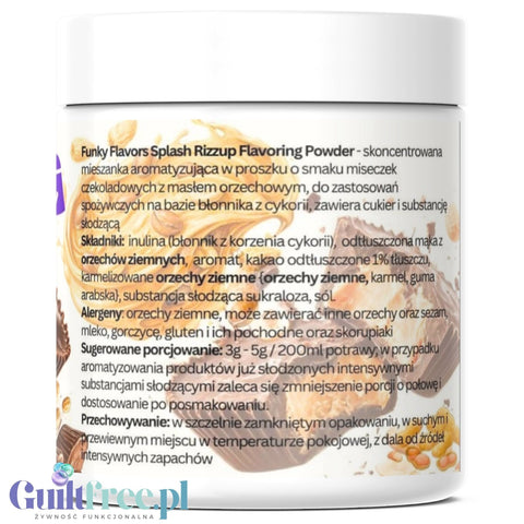 Funky Flavors Splash Rizzup 50g - aromat słodzący w proszku bez cukru, smak Czekolady z Masłem Orzechowym