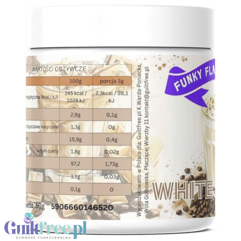 Funky Flavors Splash White Mocha 50g - aromat słodzący w proszku bez cukru, smak kawy z białą czekoladą