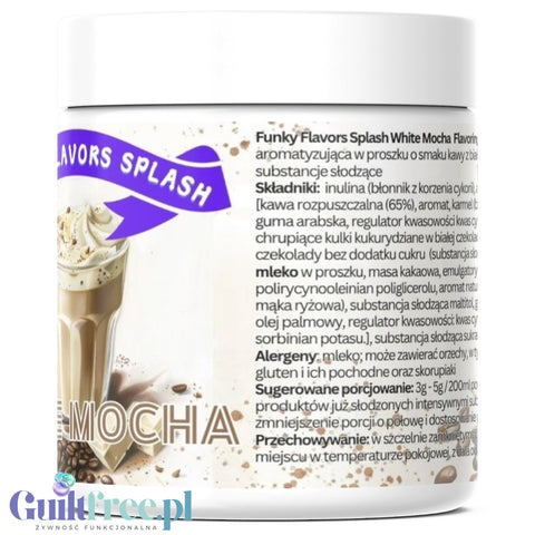 Funky Flavors Splash White Mocha 50g - aromat słodzący w proszku bez cukru, smak kawy z białą czekoladą