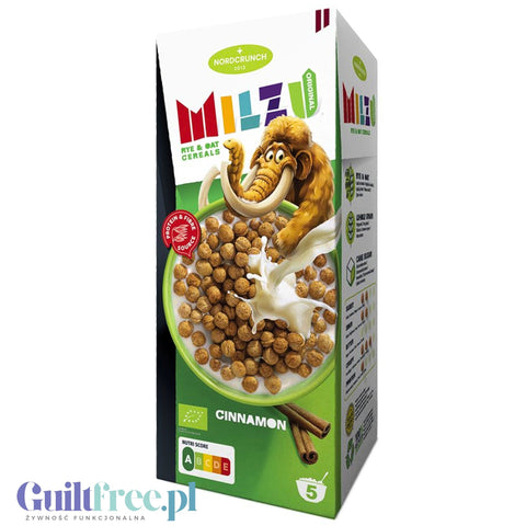 Milzu Cinnamon - organiczne płatki zbożowe, proteinowe kulki żytnio-owsiane z cynamonem